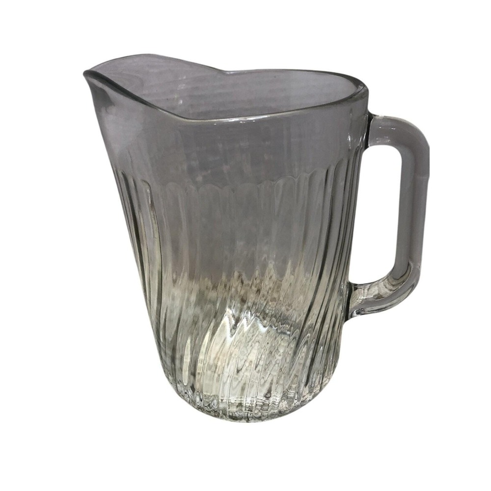 Vintage Glass Pitcher Swirl Design Clear Heavy Duty Beverage Drinkware